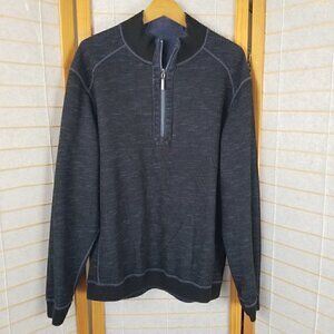 Tommy Bahama Men's XL Reversible Blue Quarter Zip Pullover Sweater Casual